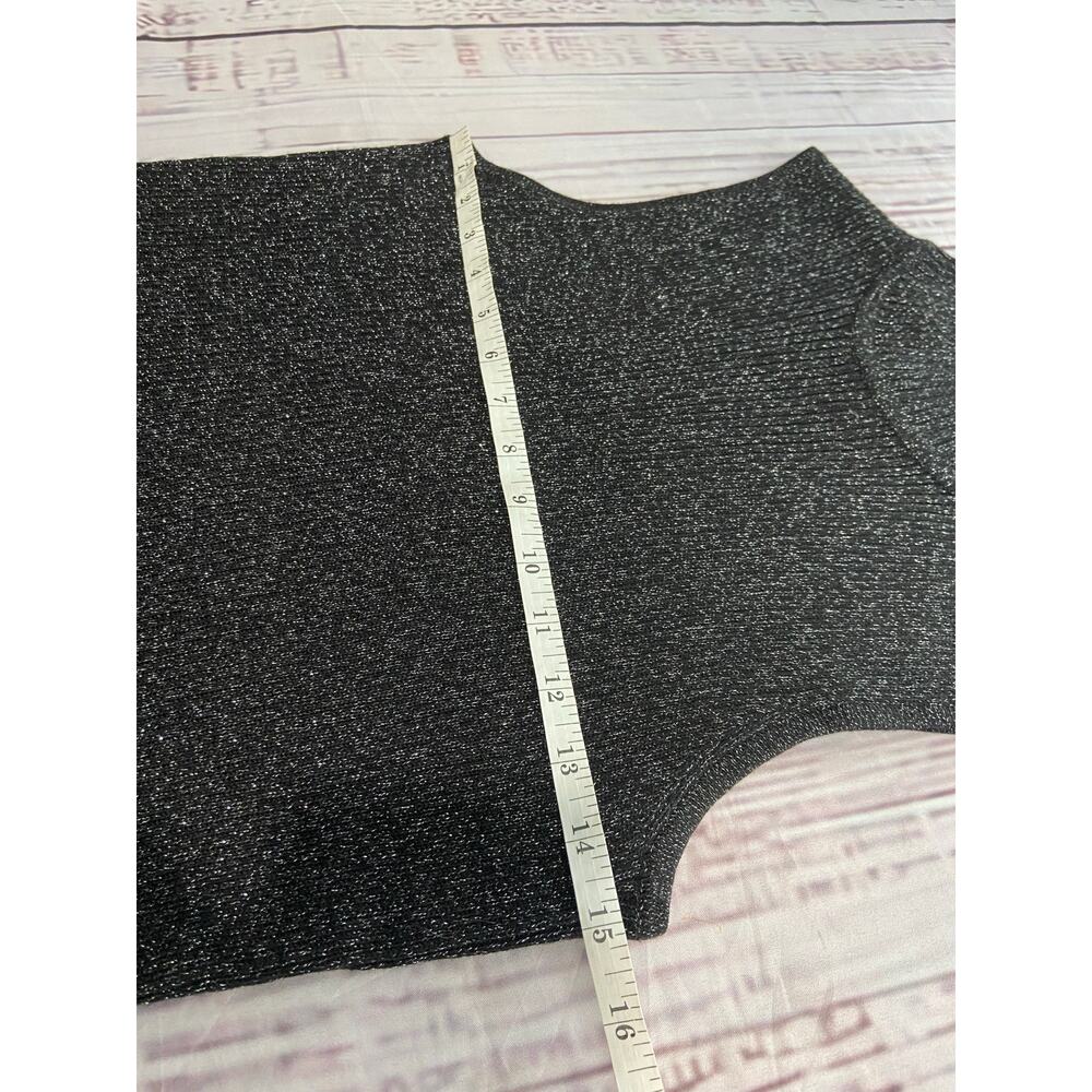 Dana Buchman Sleeveless Sweater Womens M Shimmery Black Mock Neck Ribbed Stretch - Picture 6 of 11